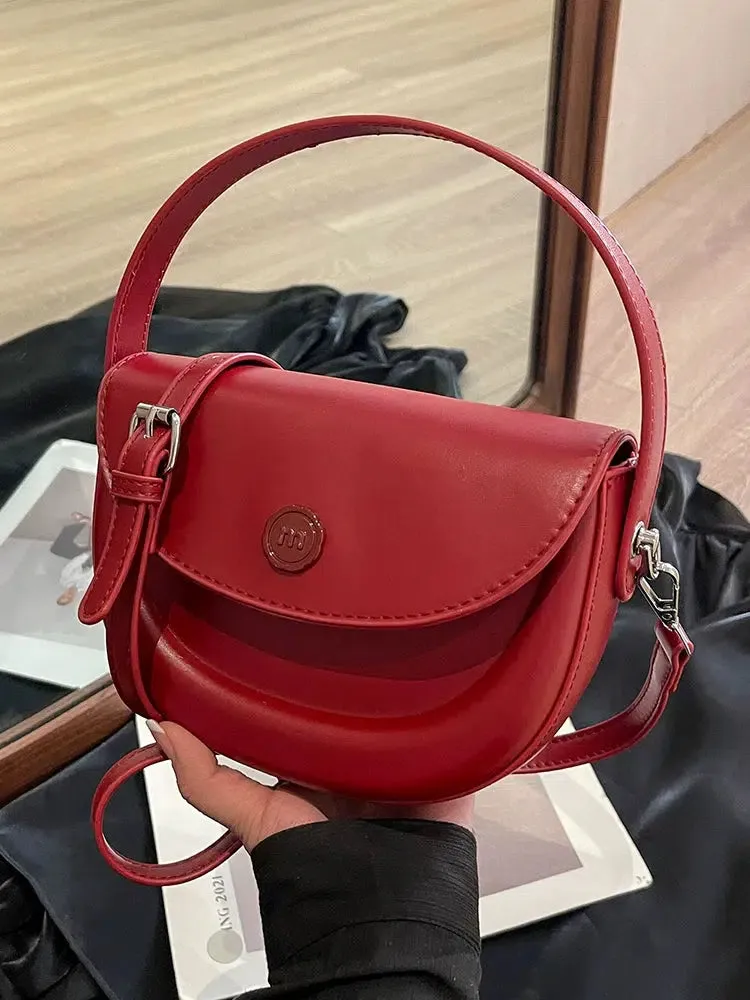 Flap Closure Leather Crossbody Bag