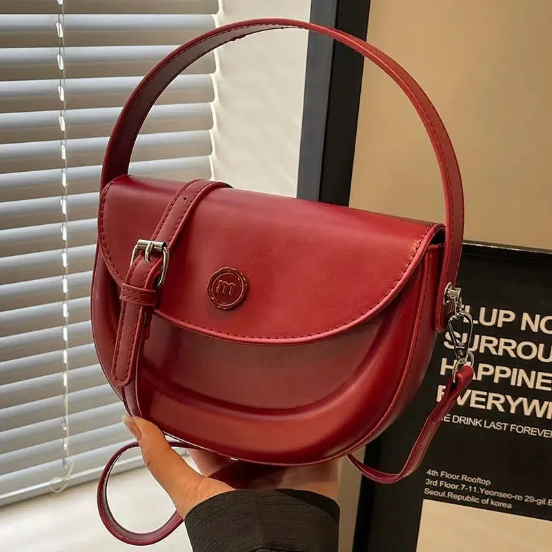 Flap Closure Leather Crossbody Bag