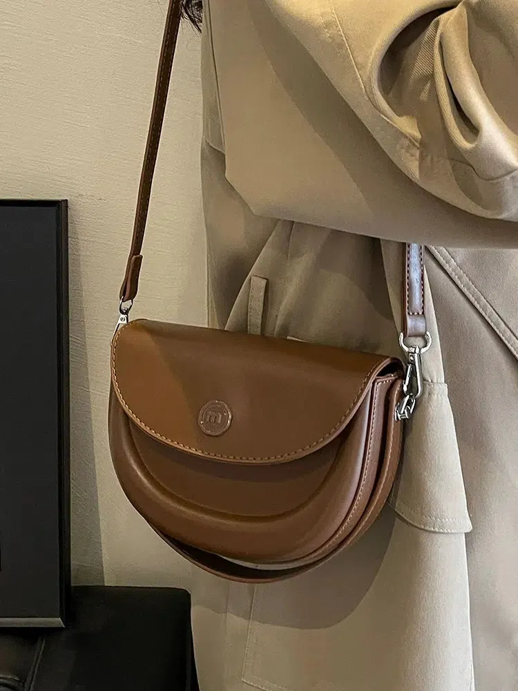 Flap Closure Leather Crossbody Bag