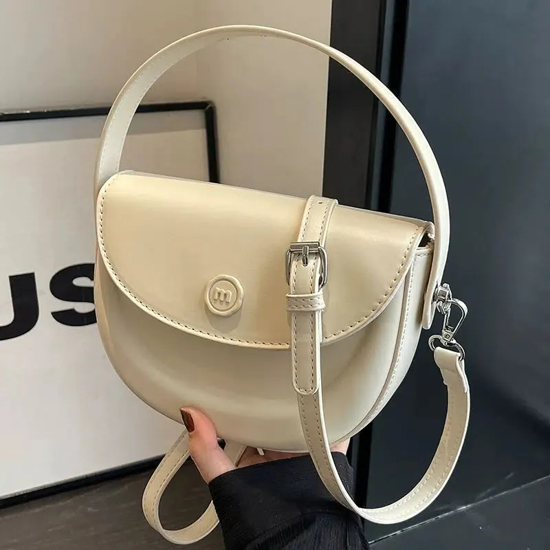 Flap Closure Leather Crossbody Bag
