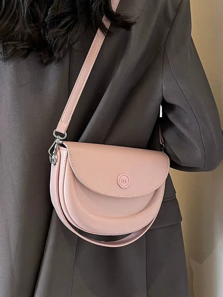 Flap Closure Leather Crossbody Bag