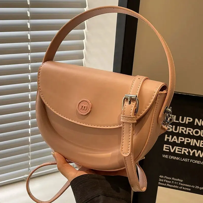 Flap Closure Leather Crossbody Bag