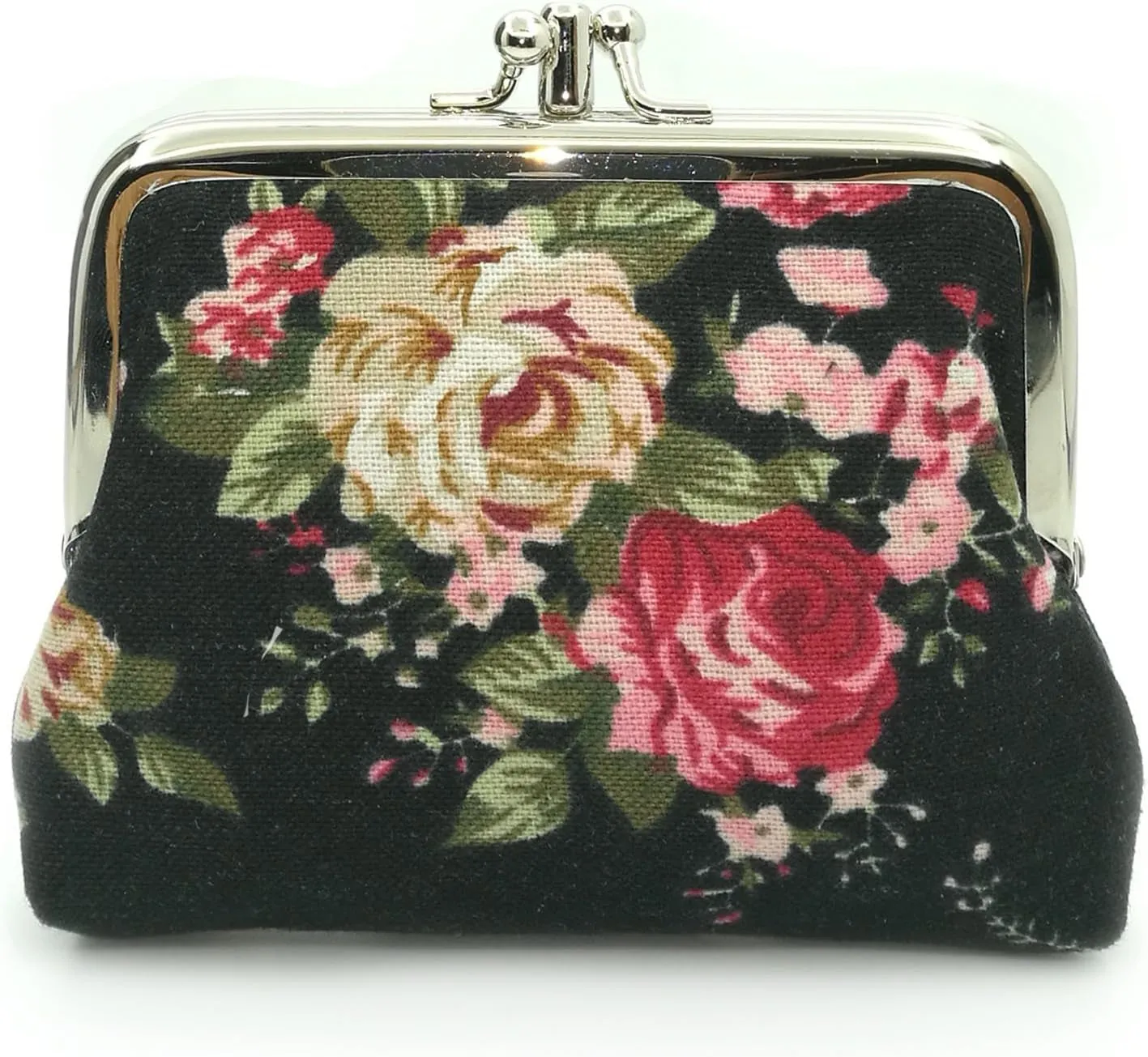 Floral Canvas Wallet, Vintage Kiss-lock Coin Wallets
