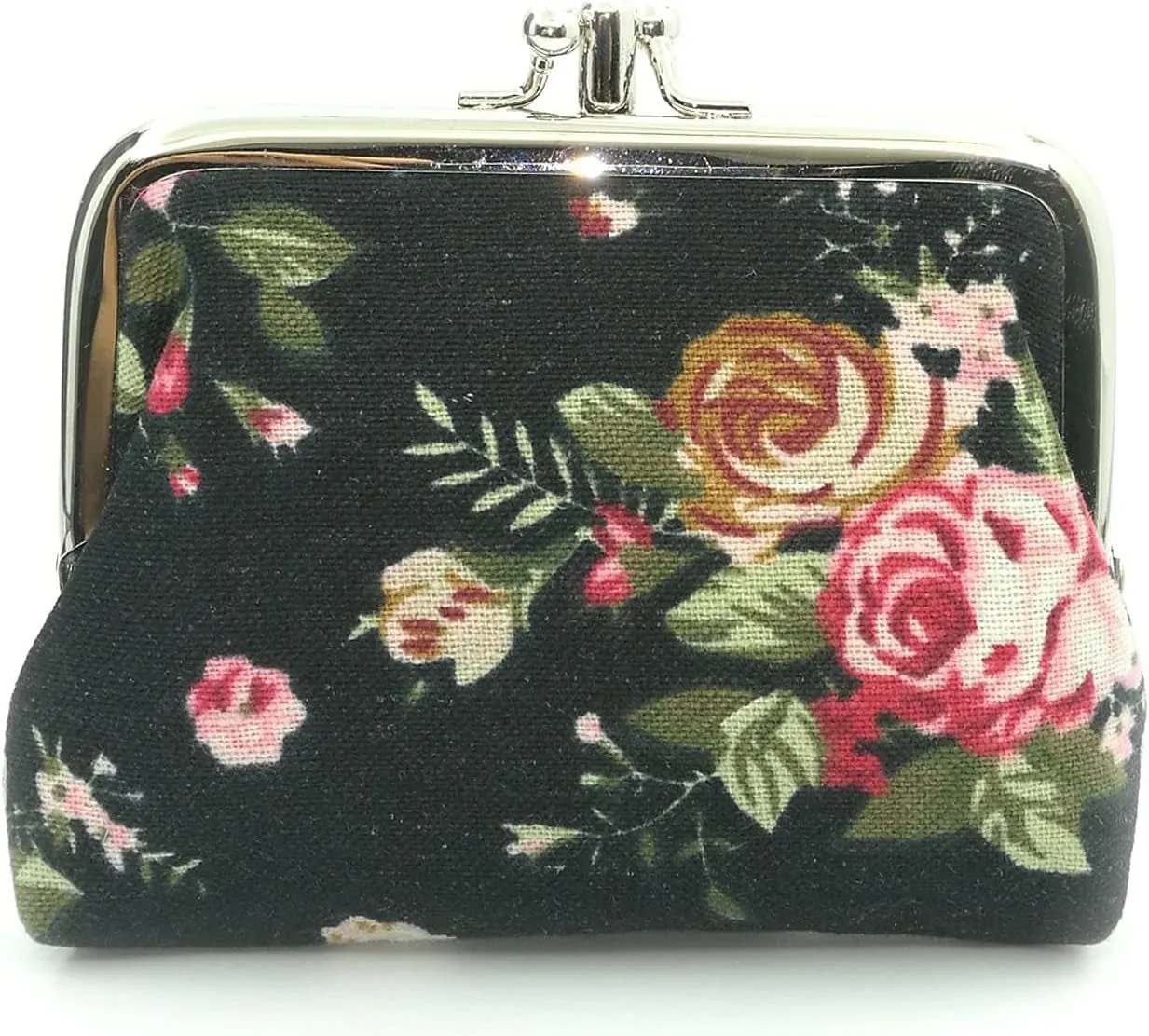 Floral Canvas Wallet, Vintage Kiss-lock Coin Wallets