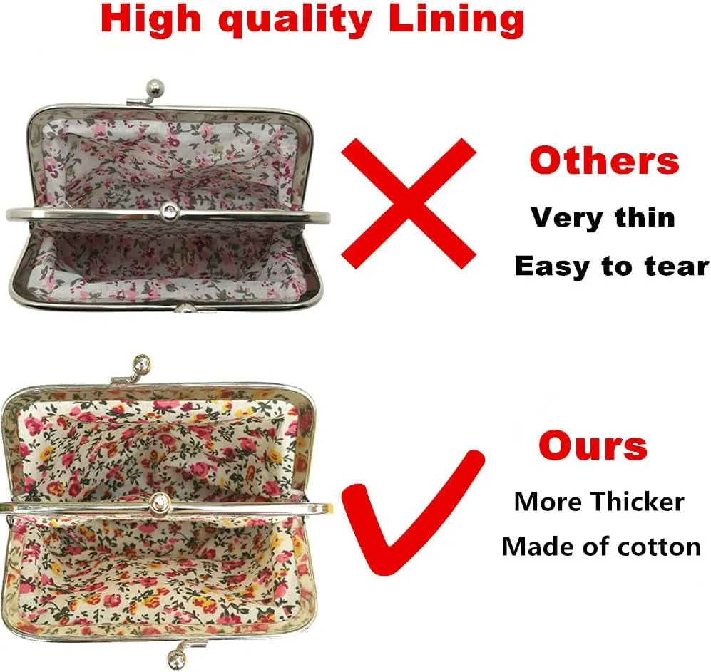 Floral Canvas Wallet, Vintage Kiss-lock Coin Wallets