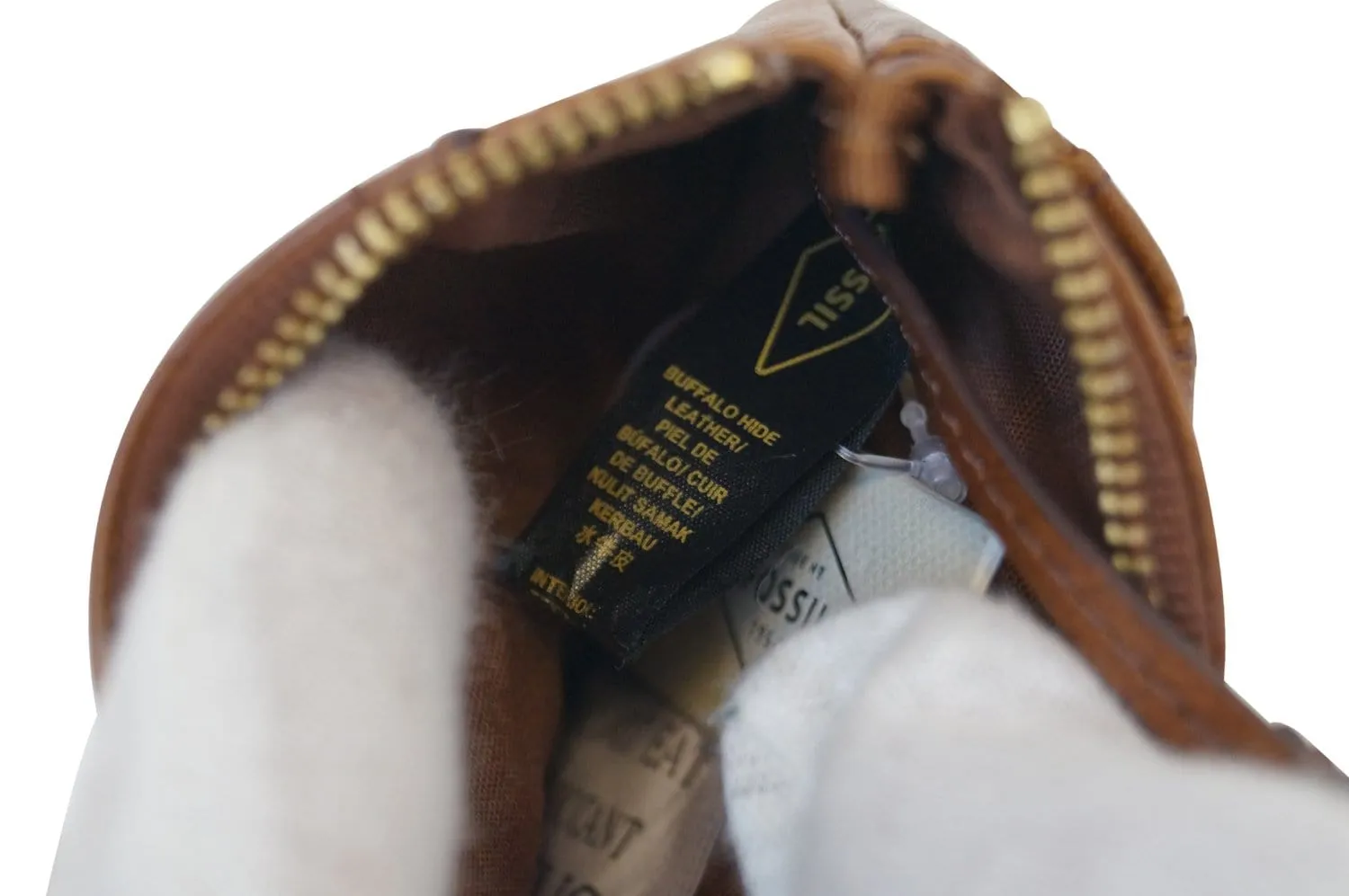FOSSIL Leather Brown Coin Purse Zippy Wallet
