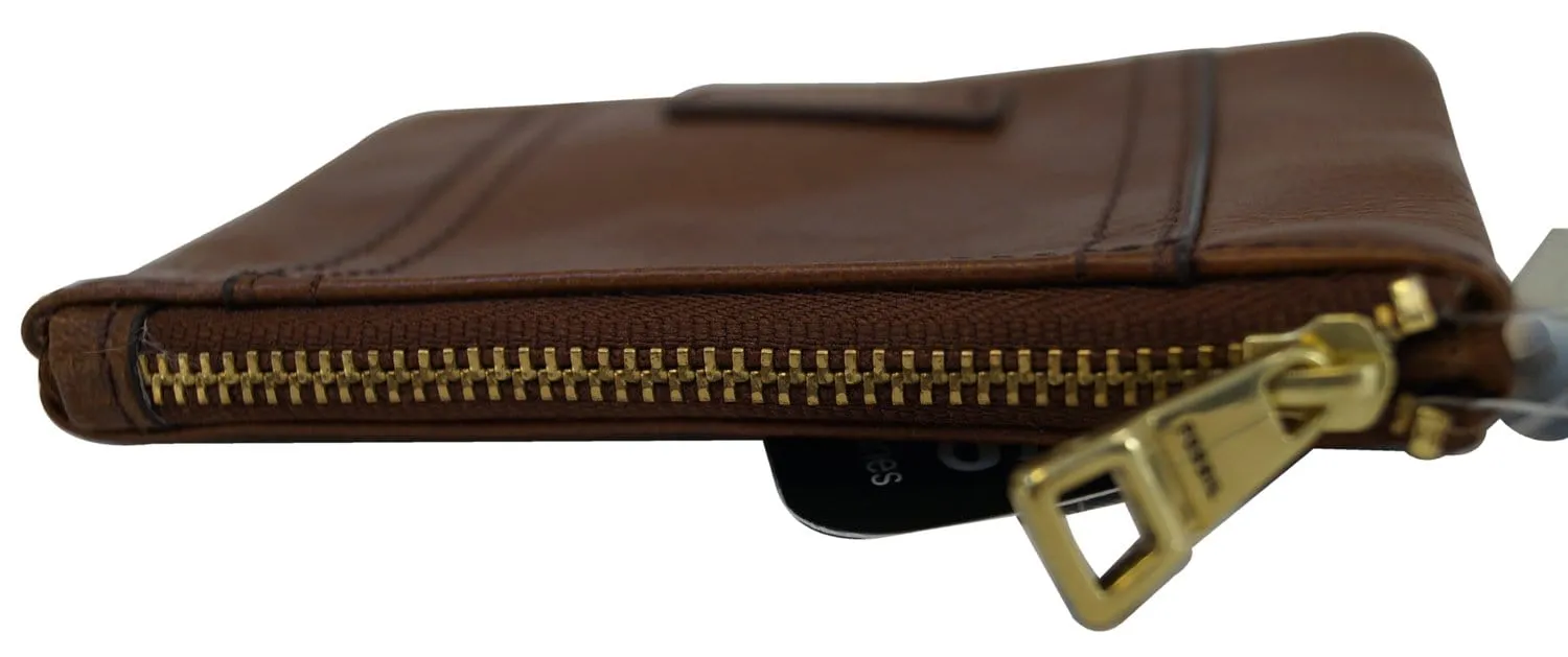FOSSIL Leather Brown Coin Purse Zippy Wallet