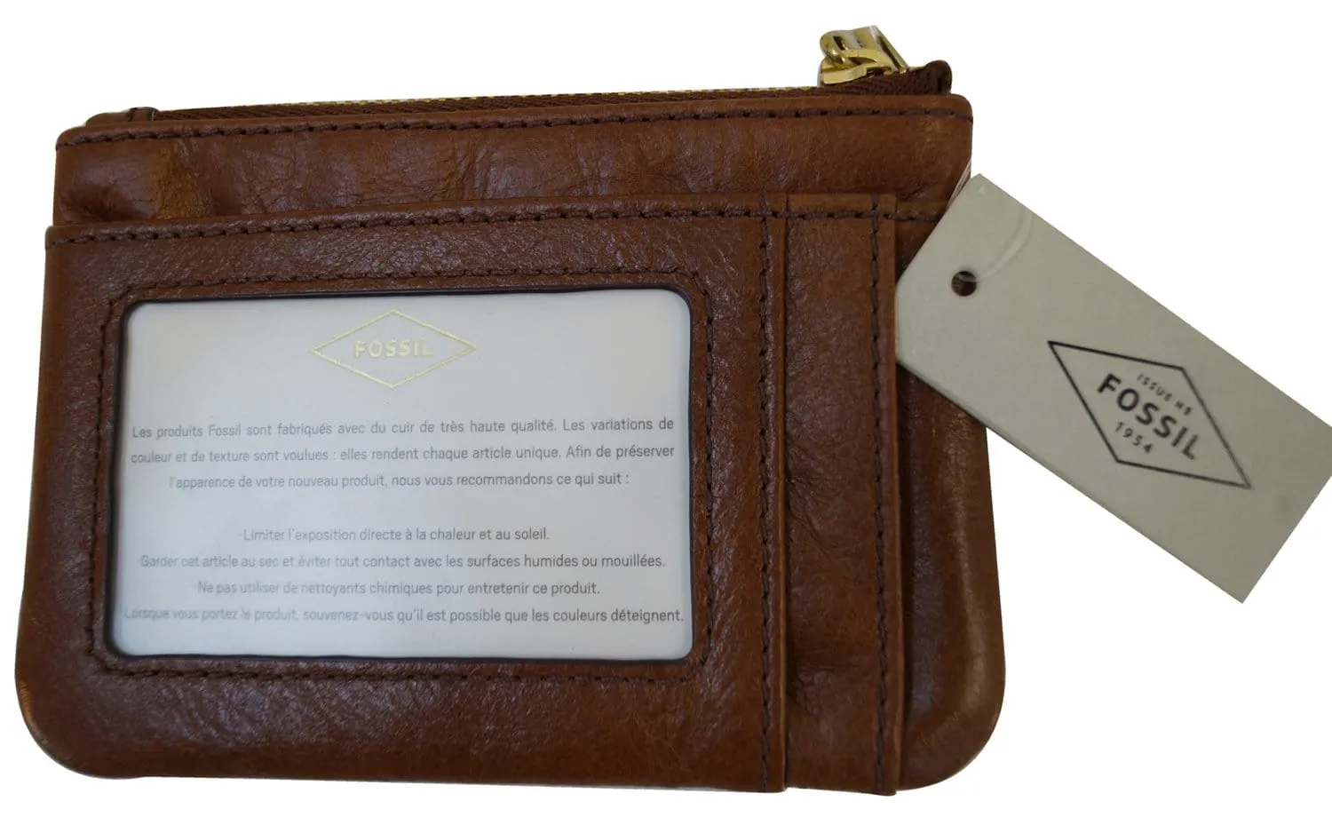 FOSSIL Leather Brown Coin Purse Zippy Wallet
