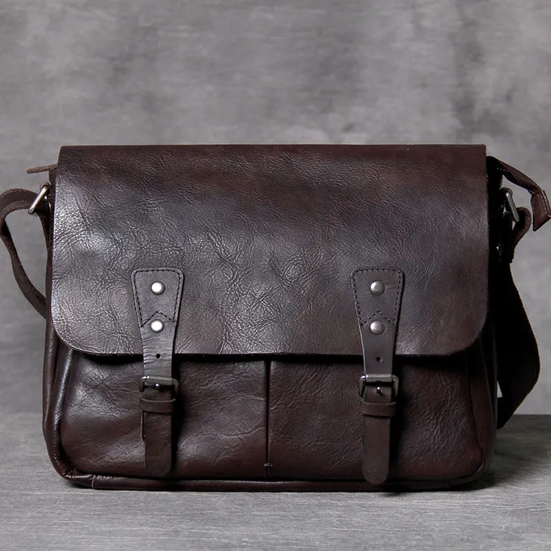 Full Grain Leather Messenger Bag Mens Leather Shoulder Bag Vintage Handmade Crossbody Bag Satchel