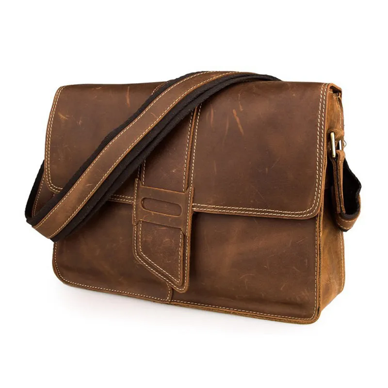Full Grain Leather Messenger Bag Vintage Leather Shoulder Bag For Men Leather Crossbody Bag