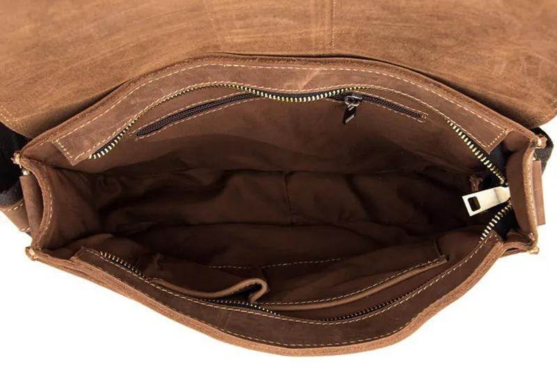 Full Grain Leather Messenger Bag Vintage Leather Shoulder Bag For Men Leather Crossbody Bag