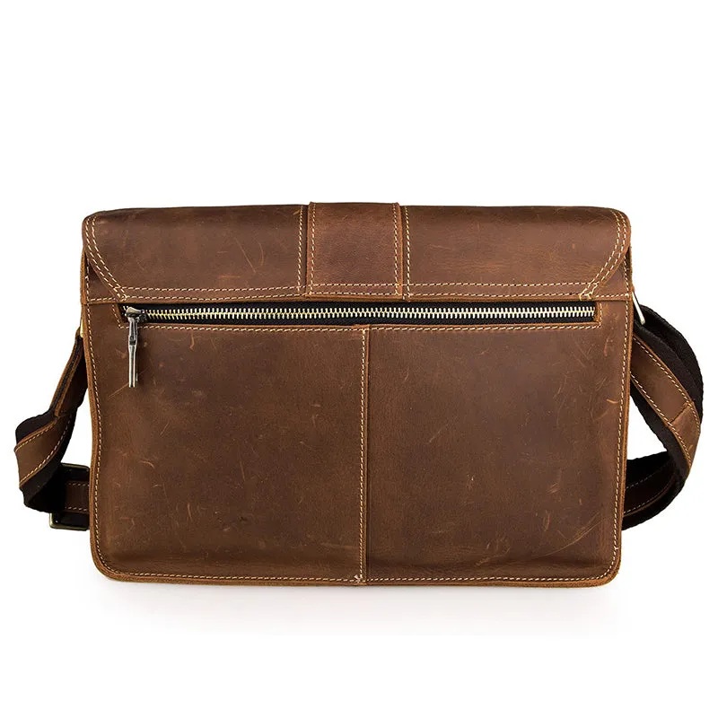 Full Grain Leather Messenger Bag Vintage Leather Shoulder Bag For Men Leather Crossbody Bag