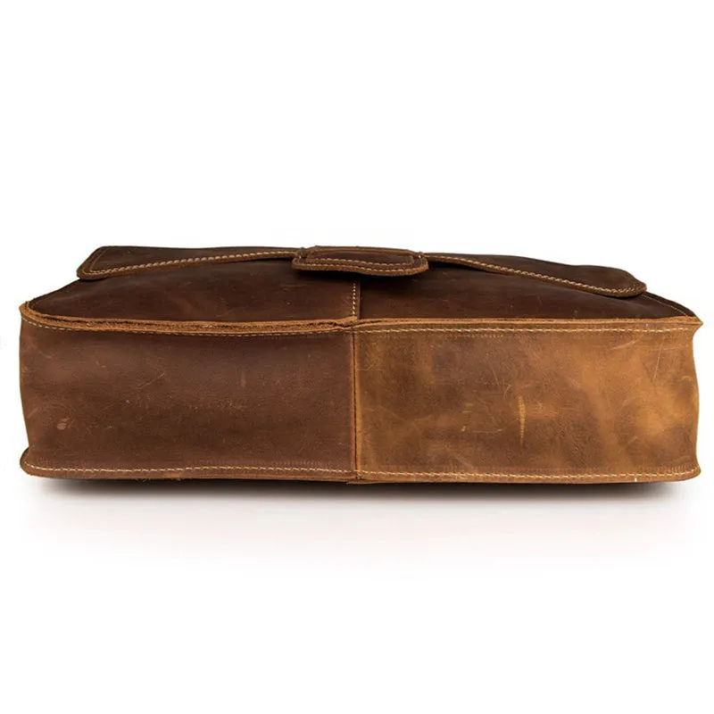 Full Grain Leather Messenger Bag Vintage Leather Shoulder Bag For Men Leather Crossbody Bag