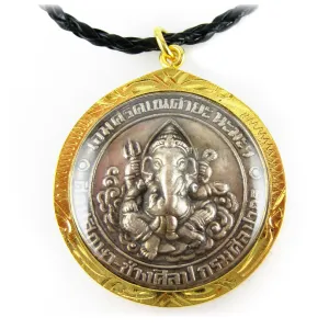 Ganesha The Hindu Elephant God in Lotus Vahana Om Meditation Amulet