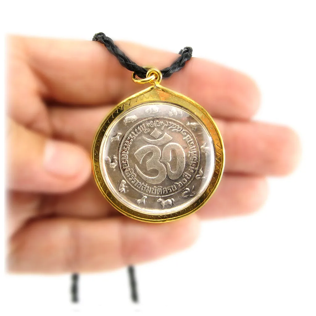 Ganesha The Hindu Elephant God in Lotus Vahana Om Meditation Amulet