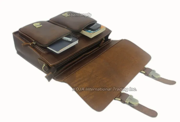 Genuine Leather Vintage Briefcase Crossbody Bag
