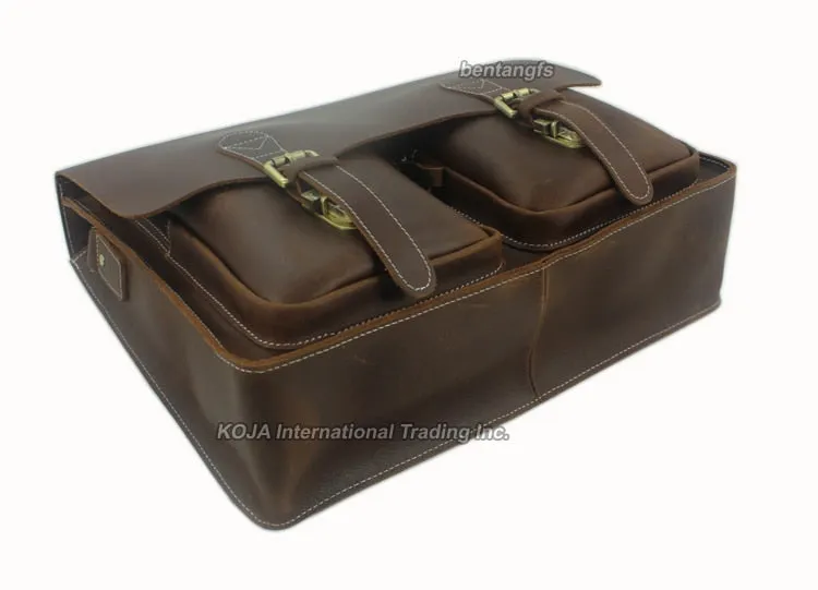Genuine Leather Vintage Briefcase Crossbody Bag