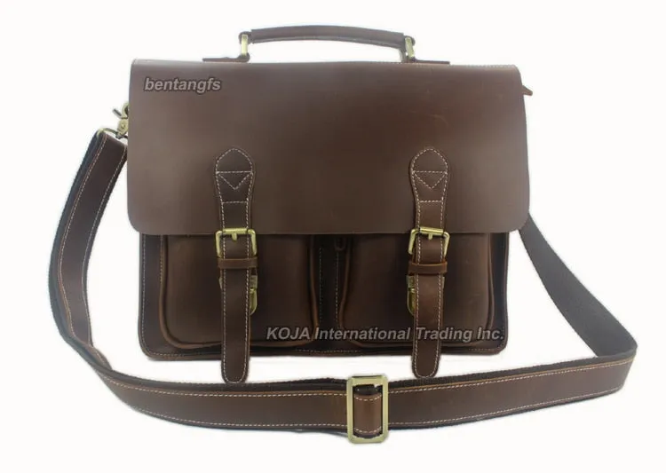 Genuine Leather Vintage Briefcase Crossbody Bag