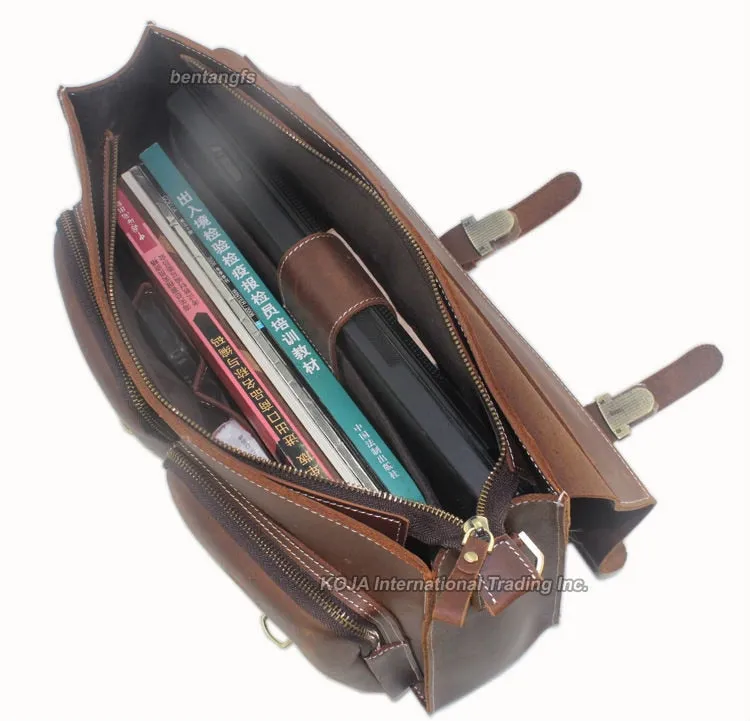 Genuine Leather Vintage Briefcase Crossbody Bag