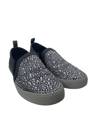 Gina Grey Leather & Crystal Embellished Satin Gioia Slip On Skate Sneakers Trainers UK 3 EU 36 👠