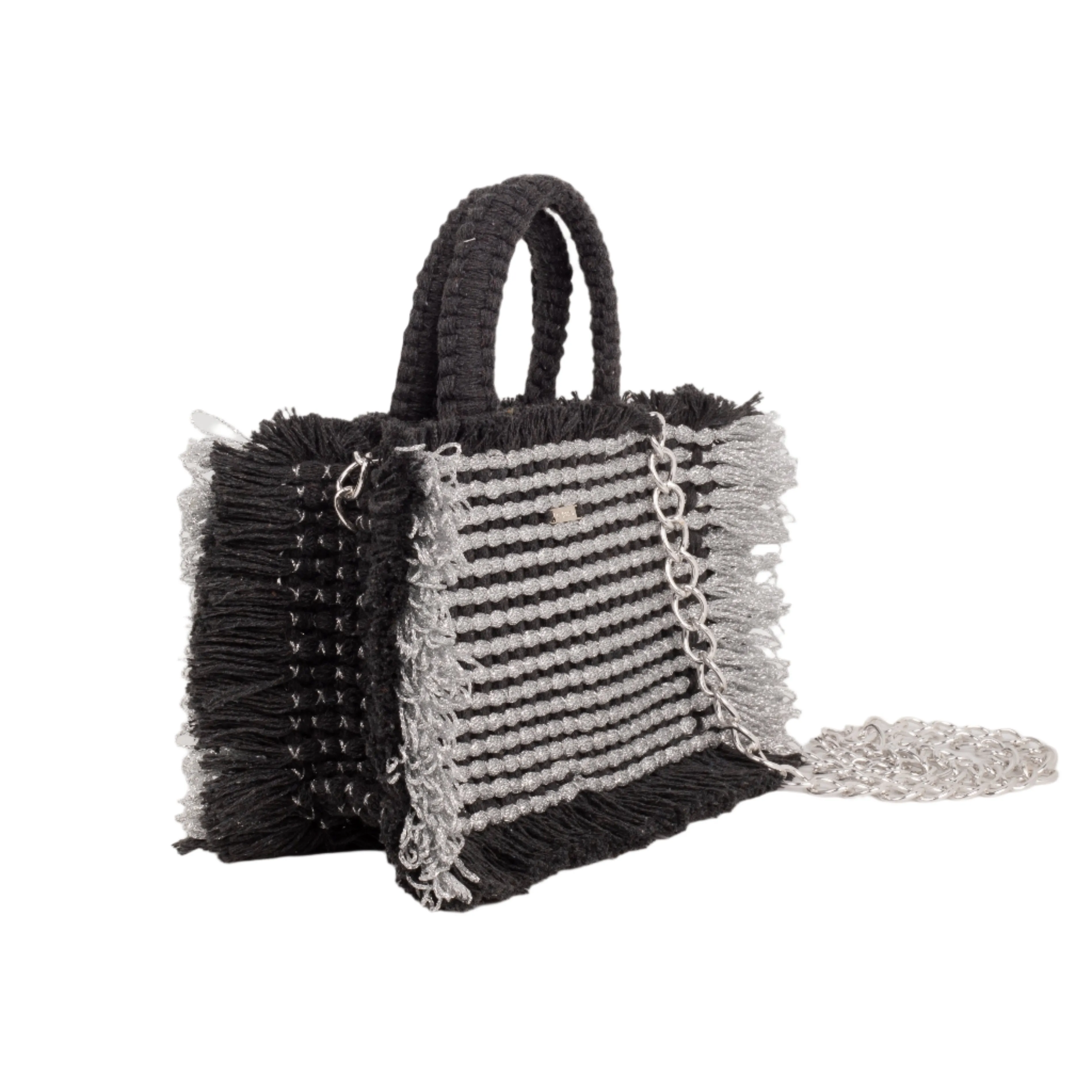 Gossypium Tote Bag Small - Black & Silver