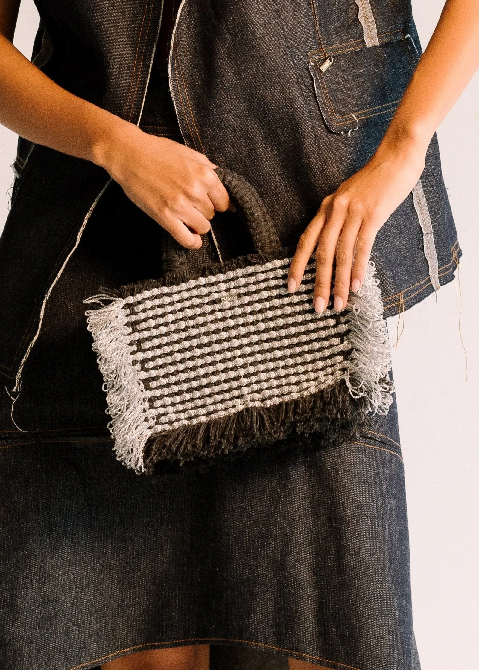 Gossypium Tote Bag Small - Black & Silver