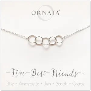 Graduation Gifts | Friends Gifts | Five Best Friends Sterling Silver Necklace - Personalized