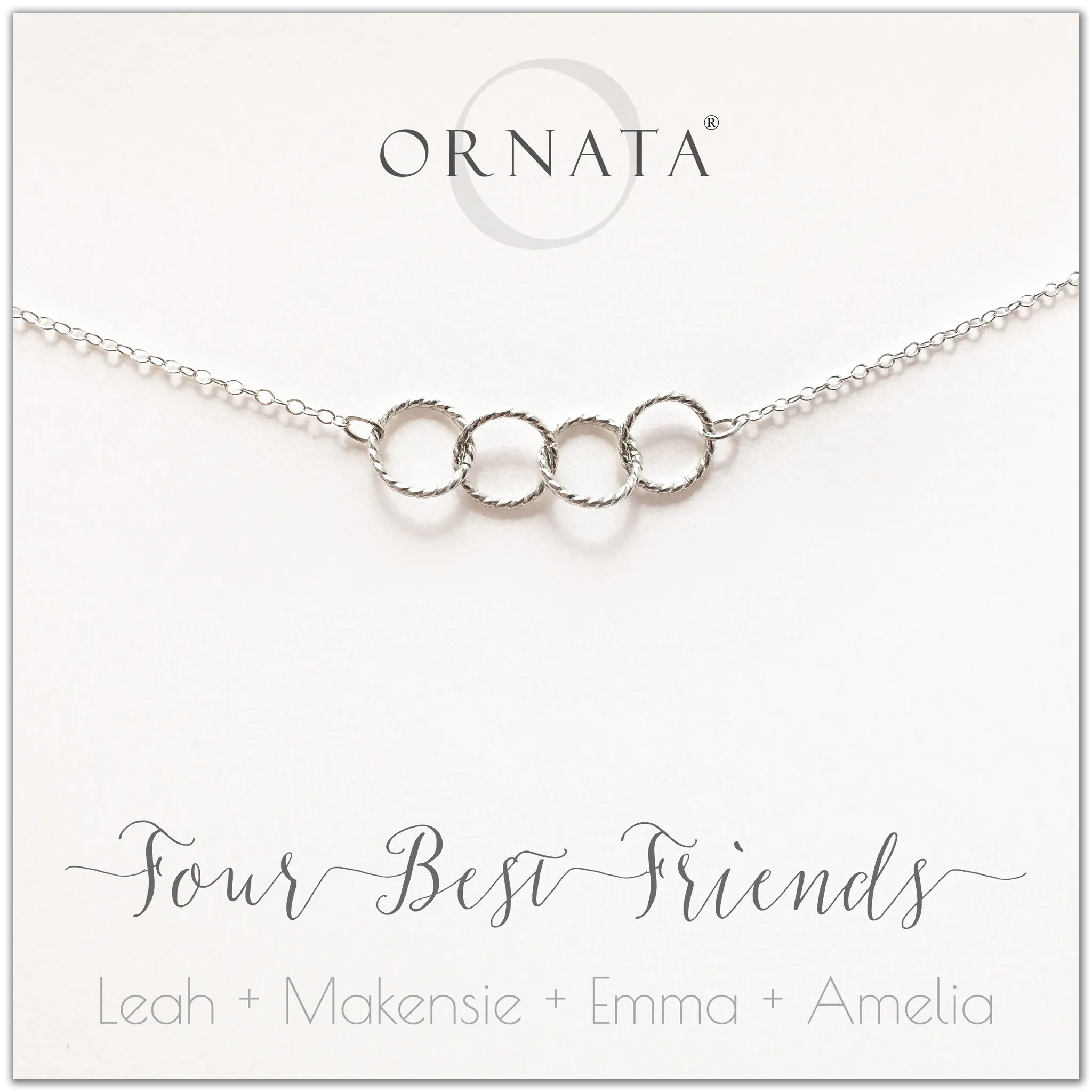 Graduation Gifts | Friends Gifts | Four Best Friends Sterling Silver Necklace - Personalized