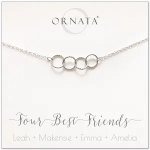 Graduation Gifts | Friends Gifts | Four Best Friends Sterling Silver Necklace - Personalized