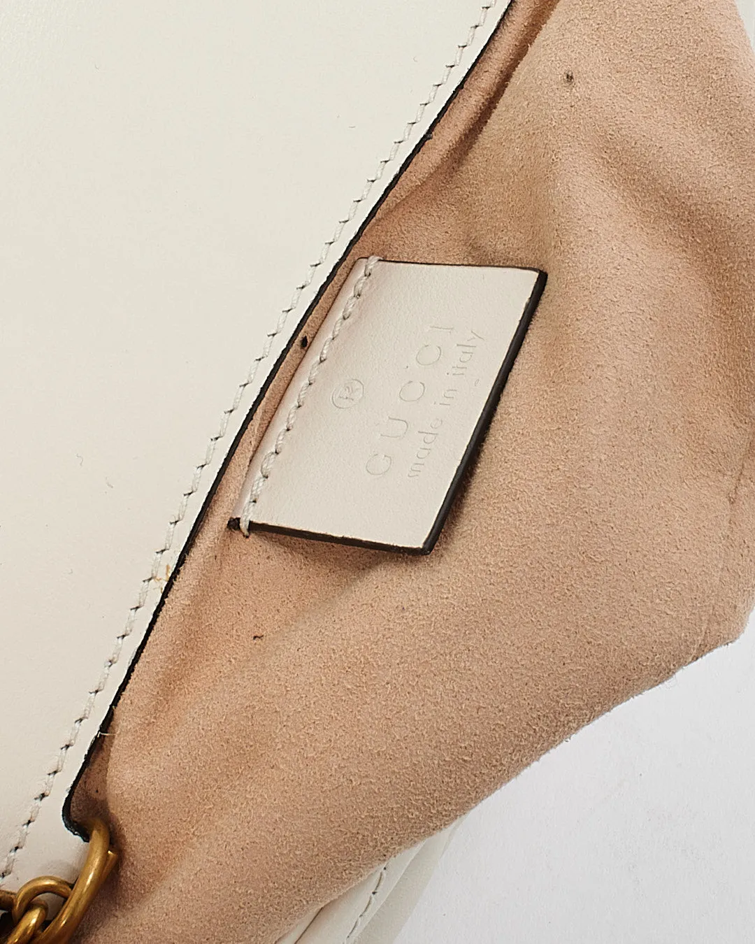 Gucci Beige Leather GG Marmont Matelasse Super Mini Chain Bag