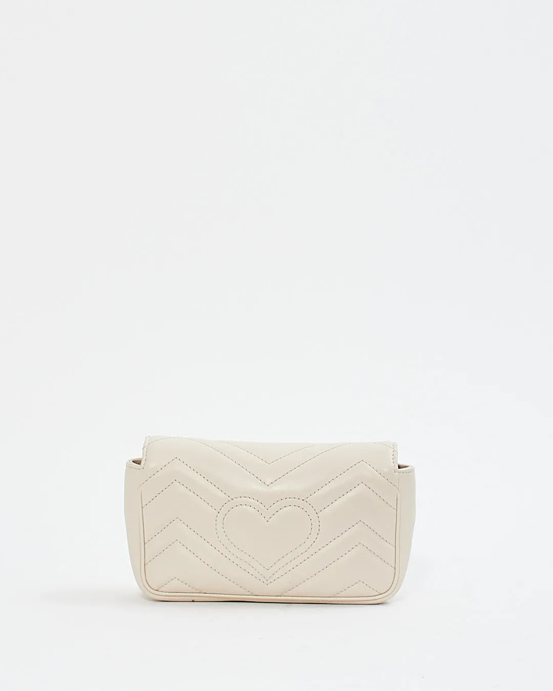 Gucci Beige Leather GG Marmont Matelasse Super Mini Chain Bag