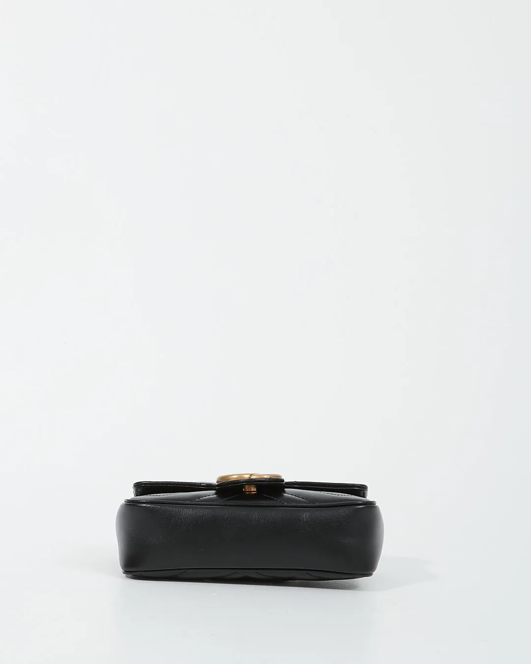 Gucci Black Chevron Leather GG Marmont Matelassé Super Mini Chain Bag