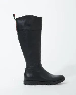 Gucci Black Leather Riding Boots - 36.5