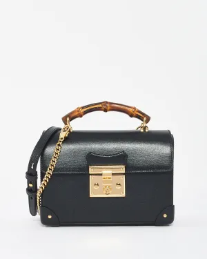 Gucci Black Leather Small Bamboo Padlock Bag