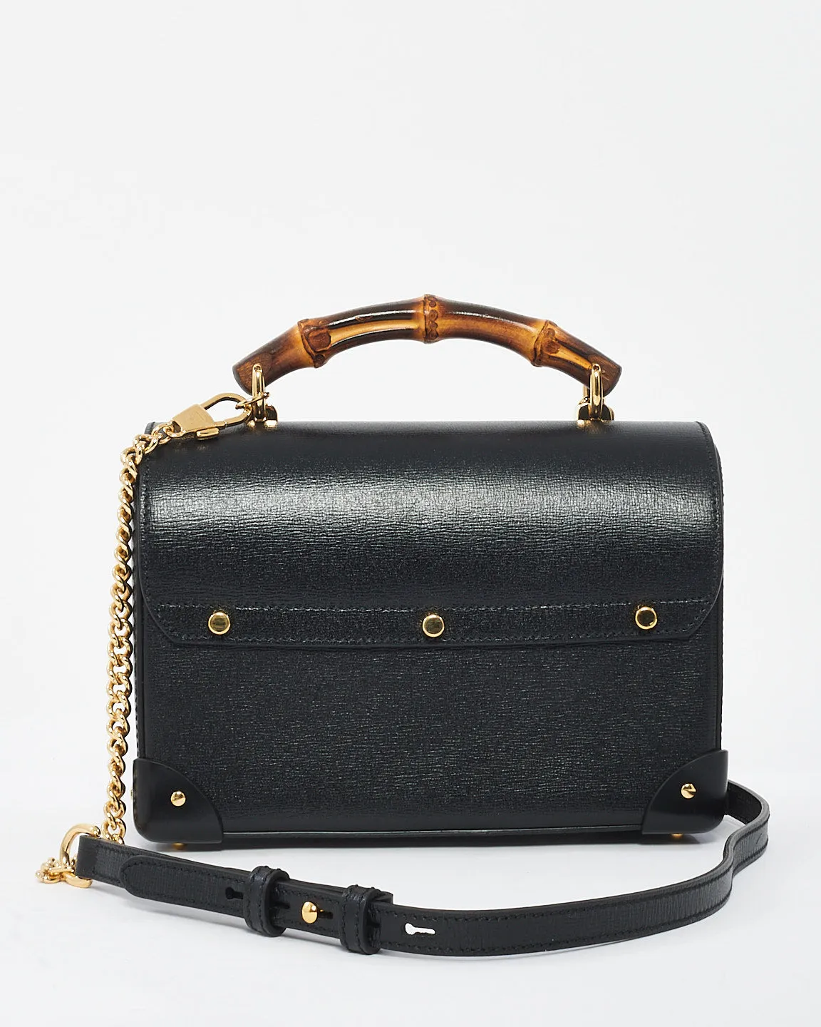 Gucci Black Leather Small Bamboo Padlock Bag