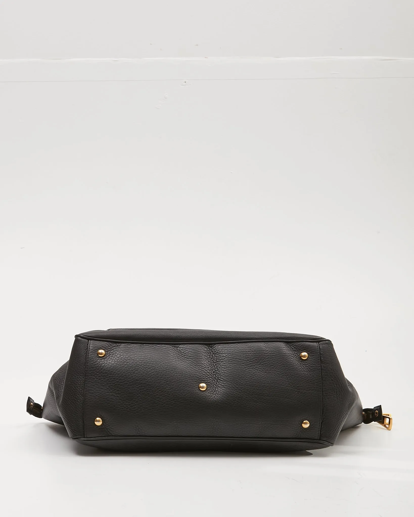 Gucci Black Pebbled Leather 1973 Logo Tote Bag