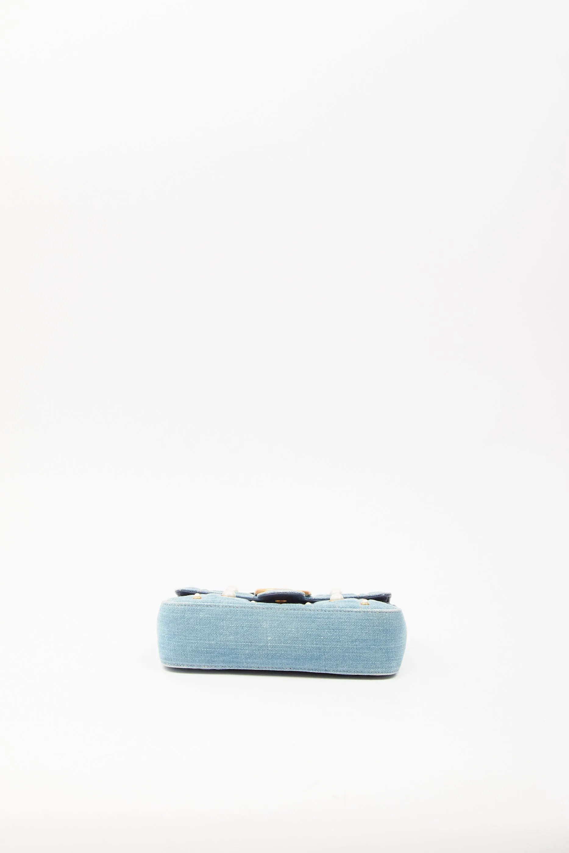 Gucci Blue Denim Matelasse Marmont GG Small Chain Bag