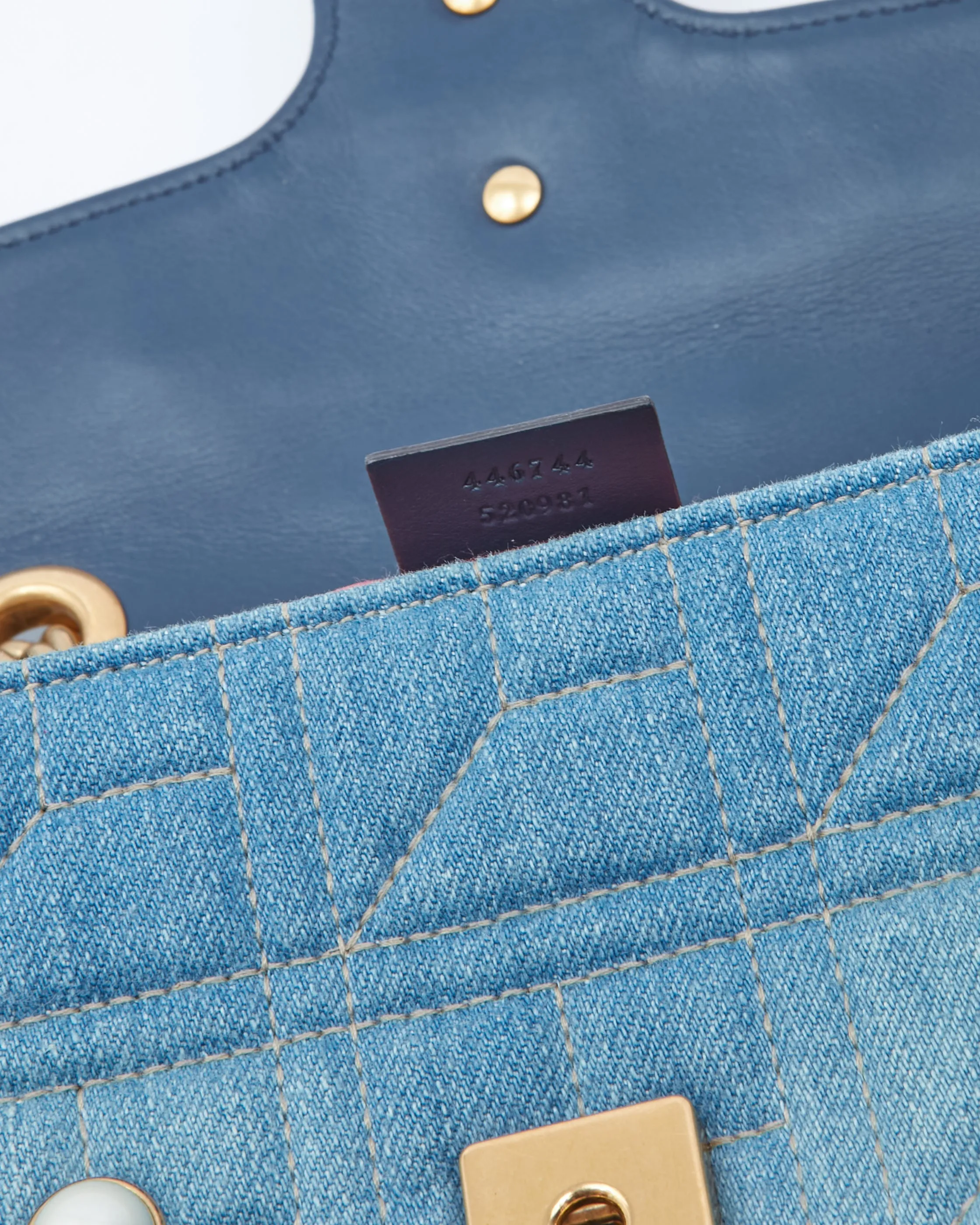 Gucci Blue Denim Matelasse Marmont GG Small Chain Bag