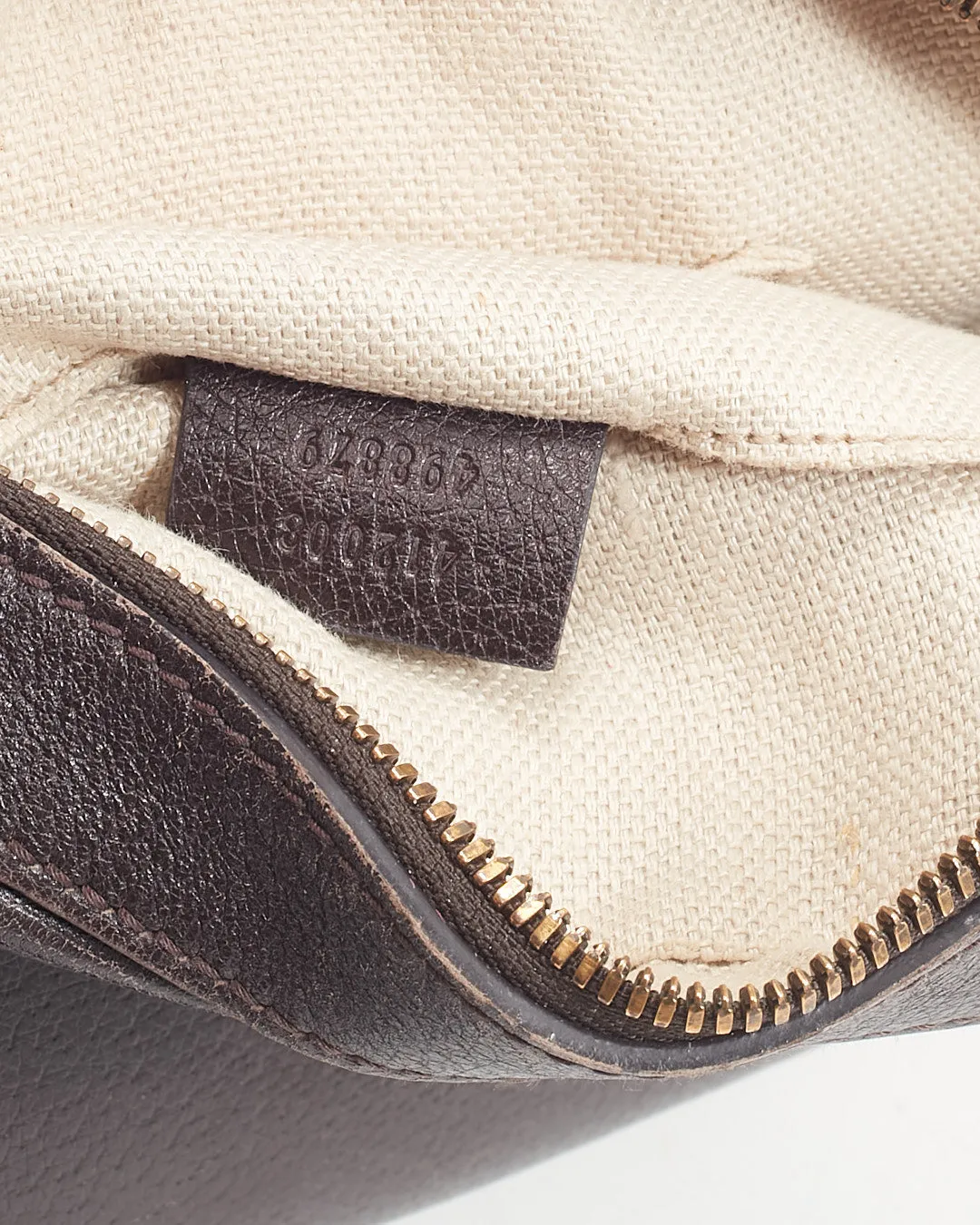 Gucci Brown Leather Web Bee Camera Bag