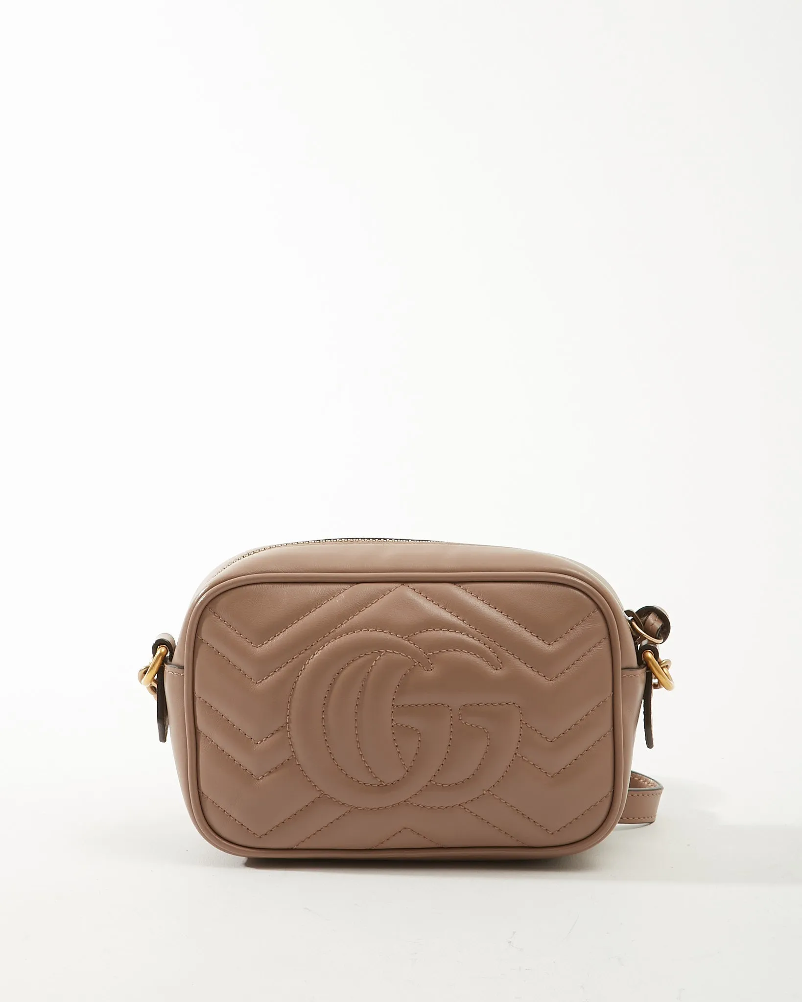 Gucci Dusty Pink Leather Marmont Matelassé Mini Camera Bag