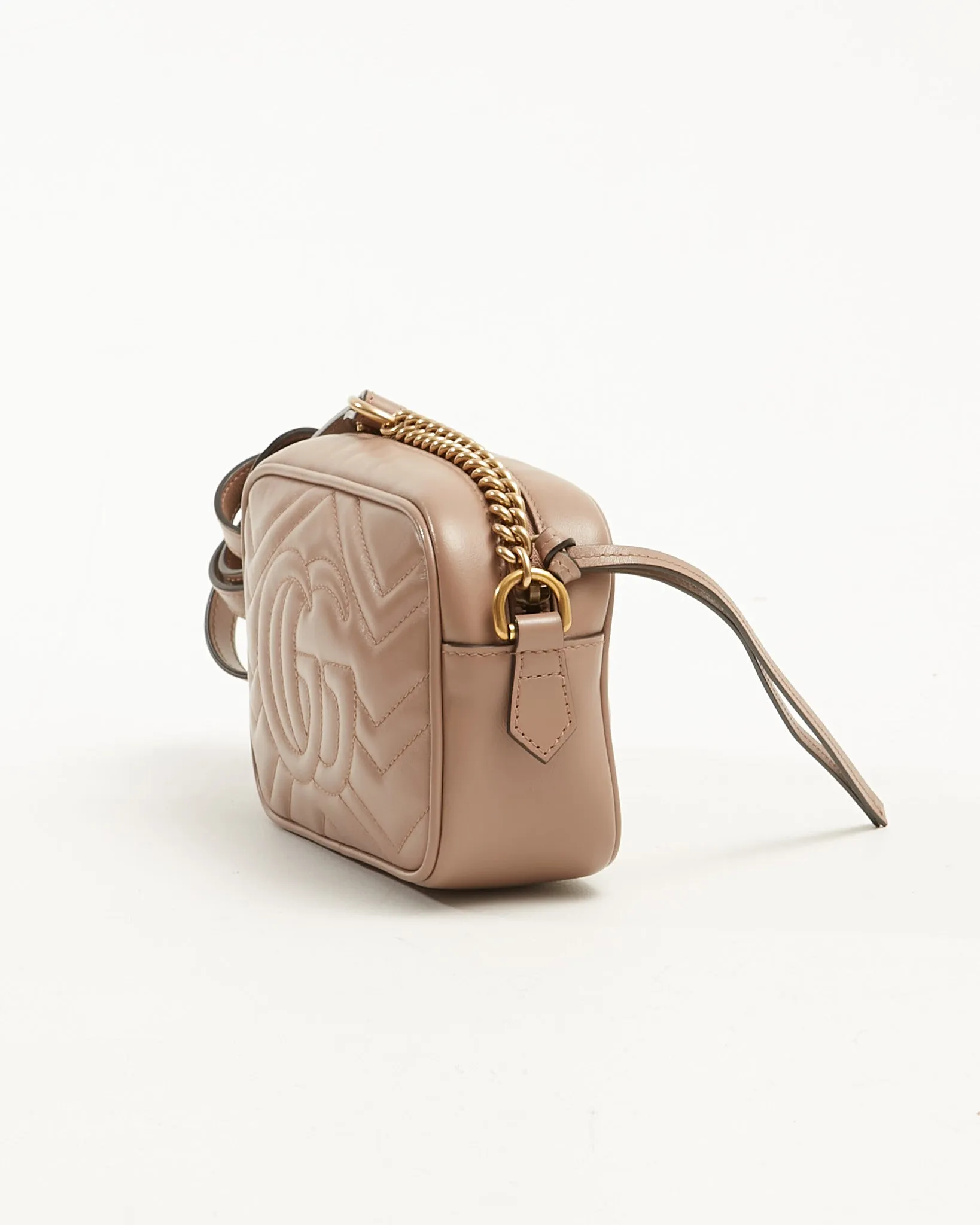Gucci Dusty Pink Leather Marmont Matelassé Mini Camera Bag
