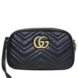 GUCCI GG Marmont Matelasse Small Leather Crossbody Bag Black