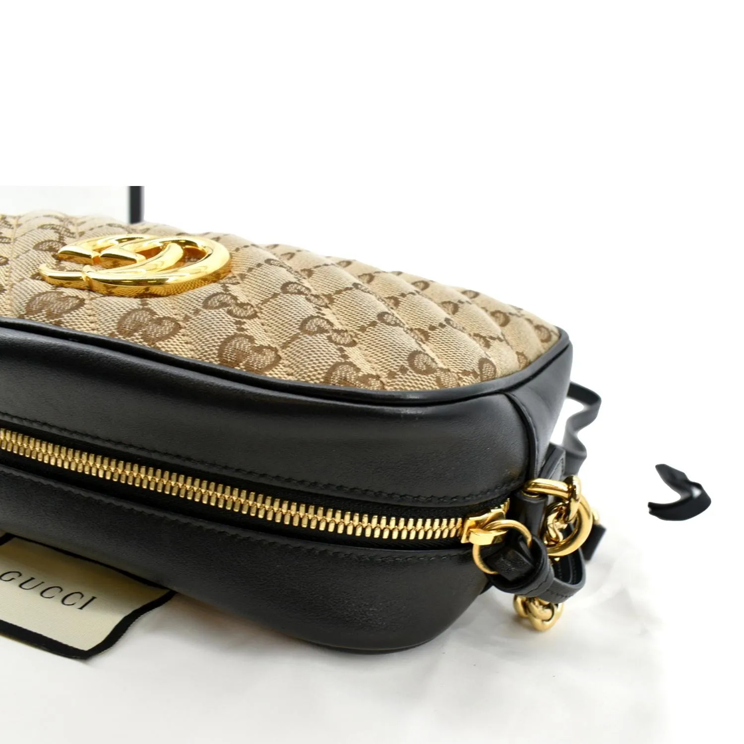 GUCCI GG Marmont Small Matelasse Canvas Leather Crossbody Bag Beige 447632