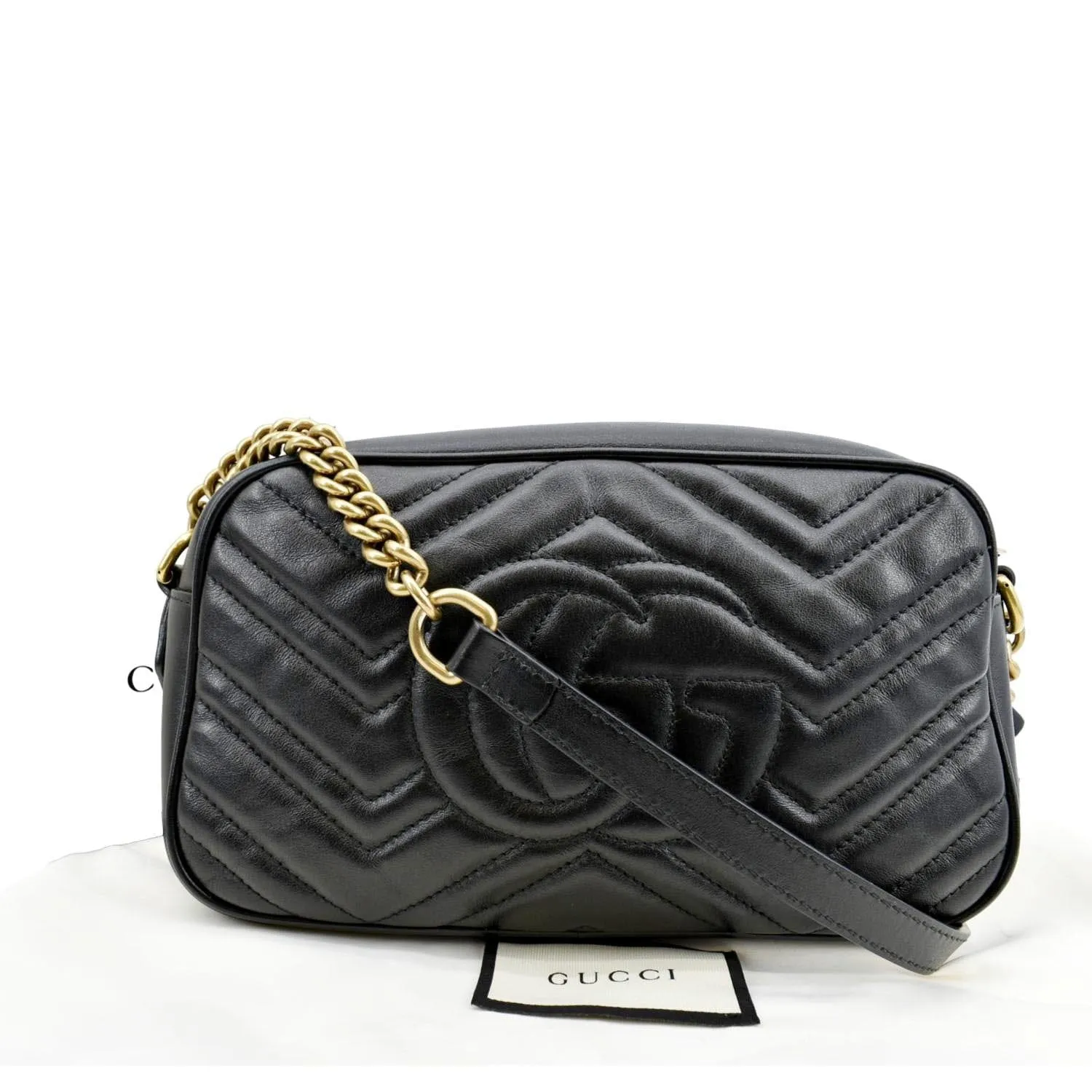 GUCCI GG Marmont Small Matelasse Leather Crossbody Bag Black 447632