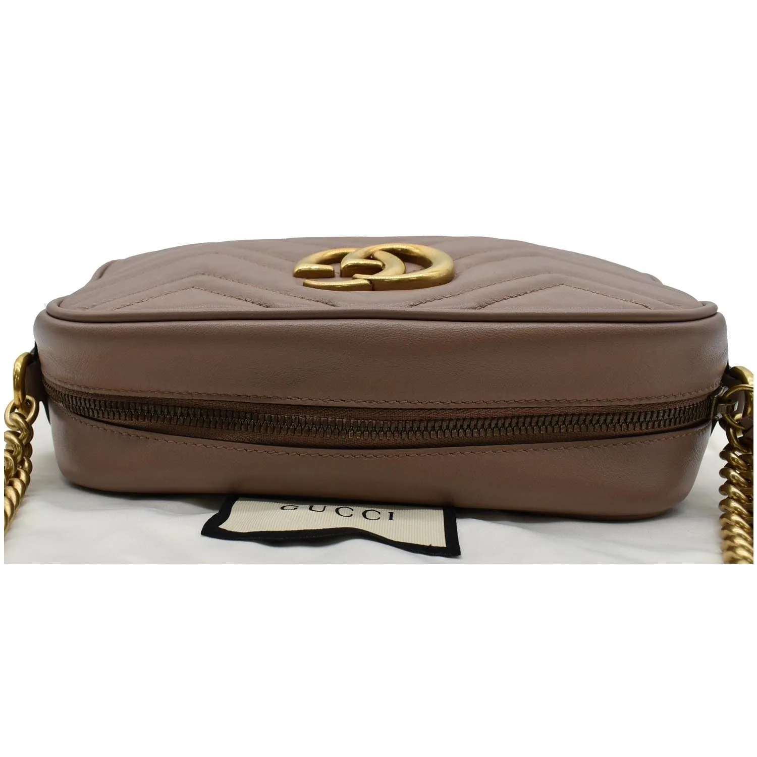GUCCI GG Marmont Small Matelasse Leather Crossbody Bag Taupe 447632
