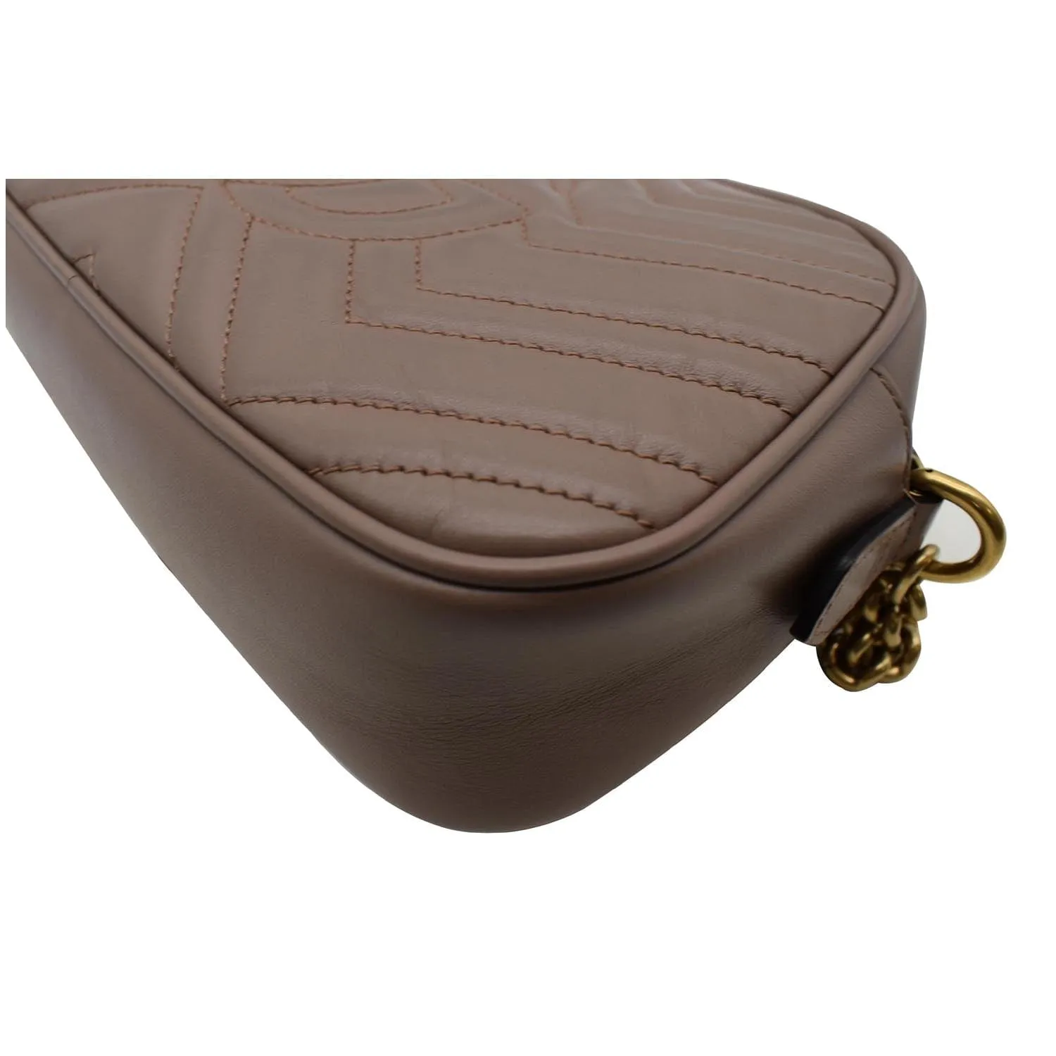 GUCCI GG Marmont Small Matelasse Leather Crossbody Bag Taupe 447632