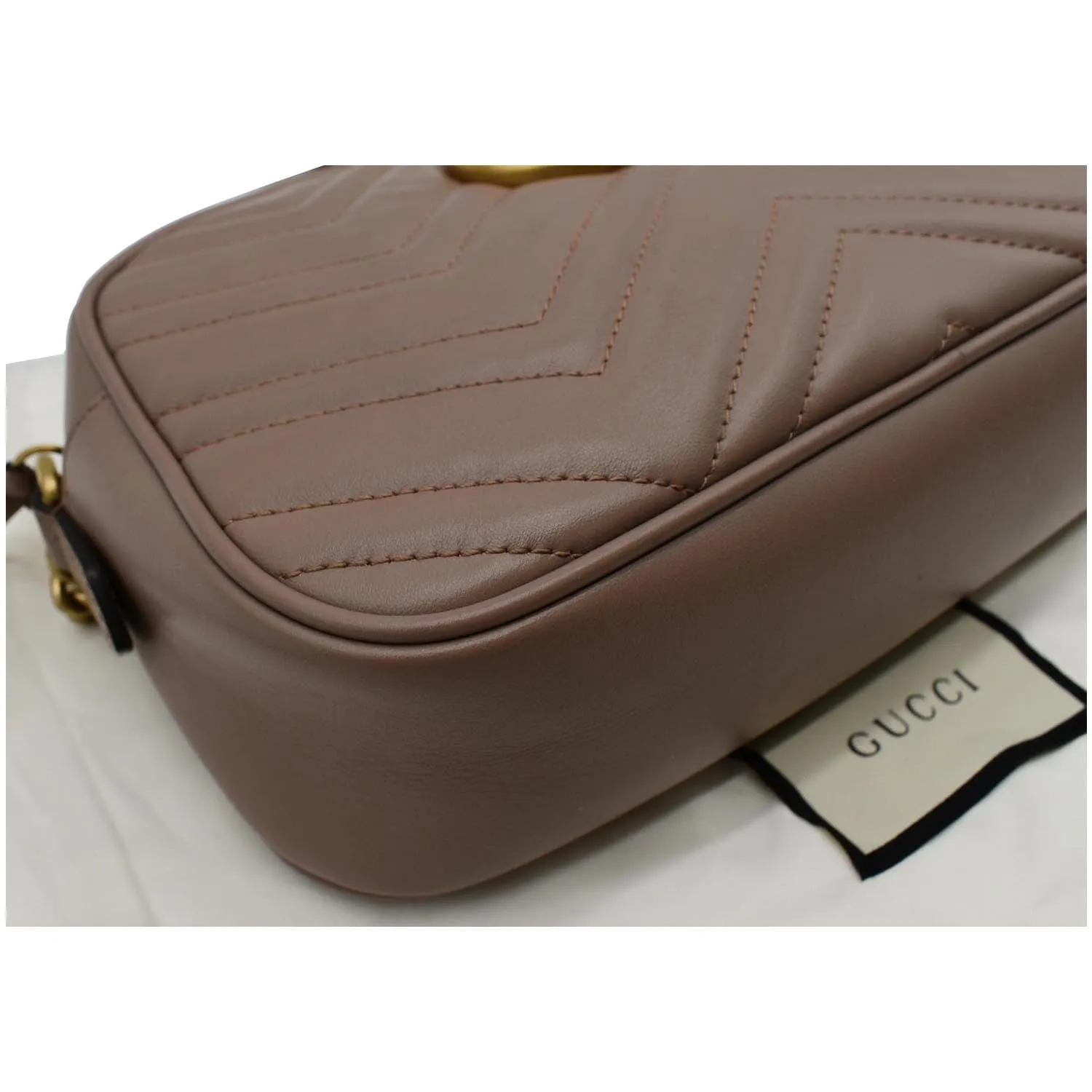 GUCCI GG Marmont Small Matelasse Leather Crossbody Bag Taupe 447632