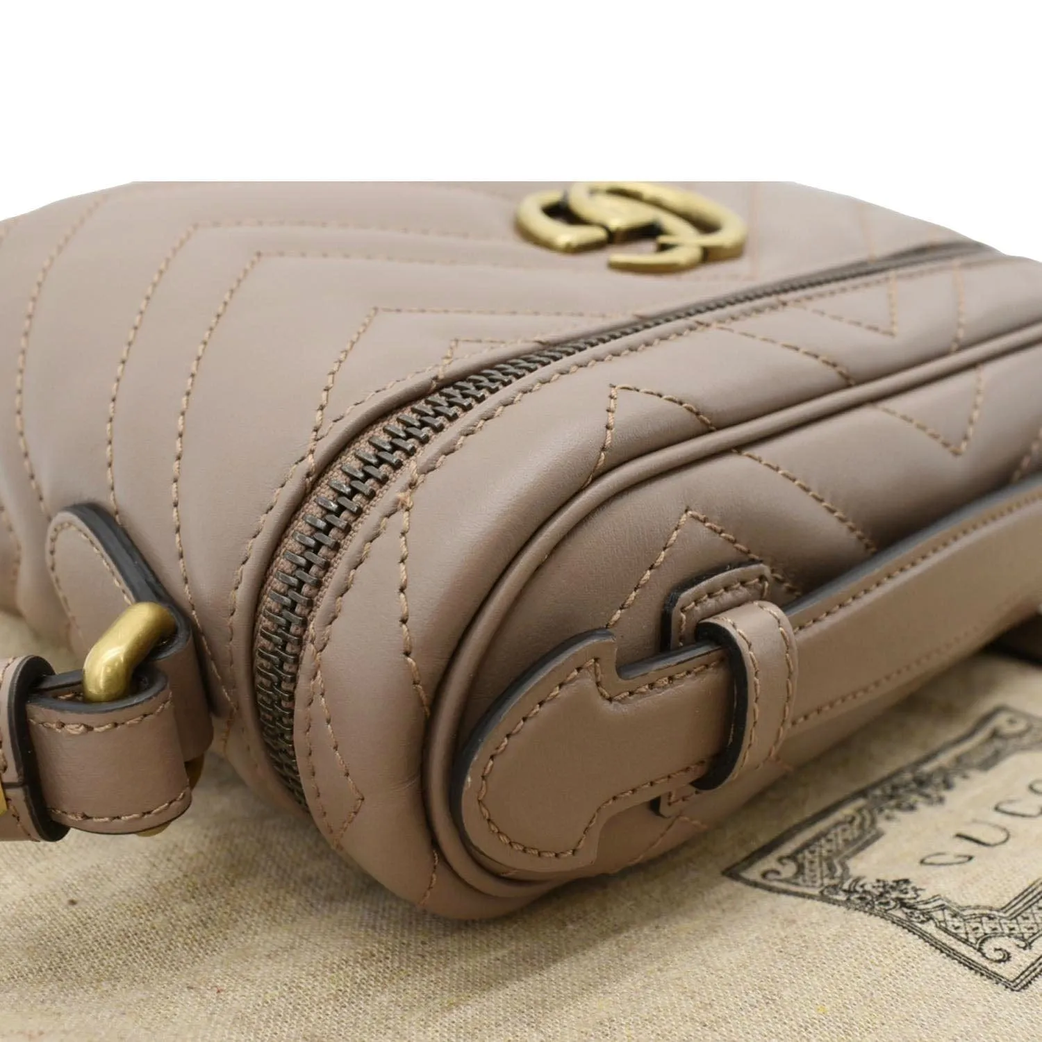 GUCCI GG Marmont Vanity Leather Crossbody Bag Dusty Pink 672253