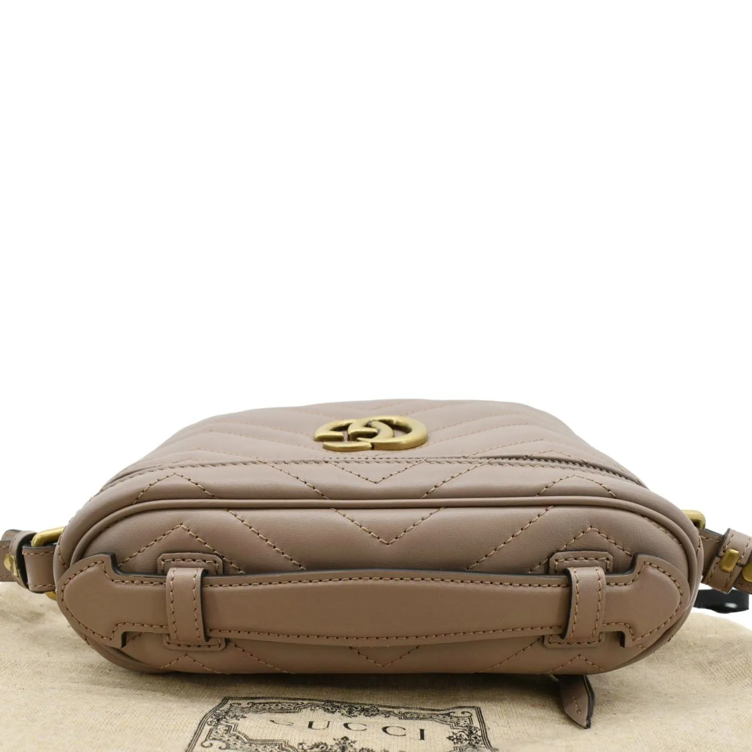 GUCCI GG Marmont Vanity Leather Crossbody Bag Dusty Pink 672253