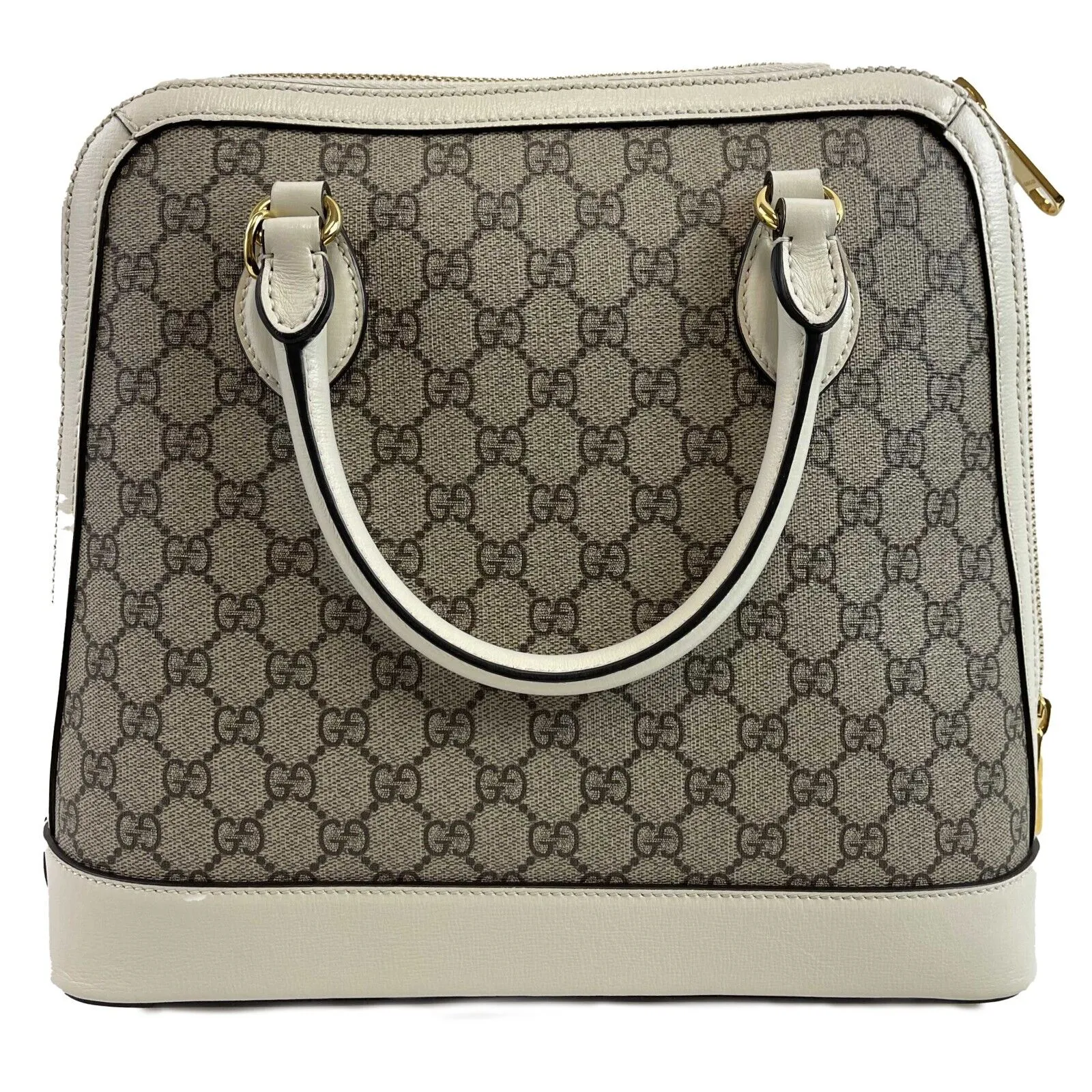 Gucci GG Supreme 1955 Horsebit Medium Mystic White Top Handle Crossbody